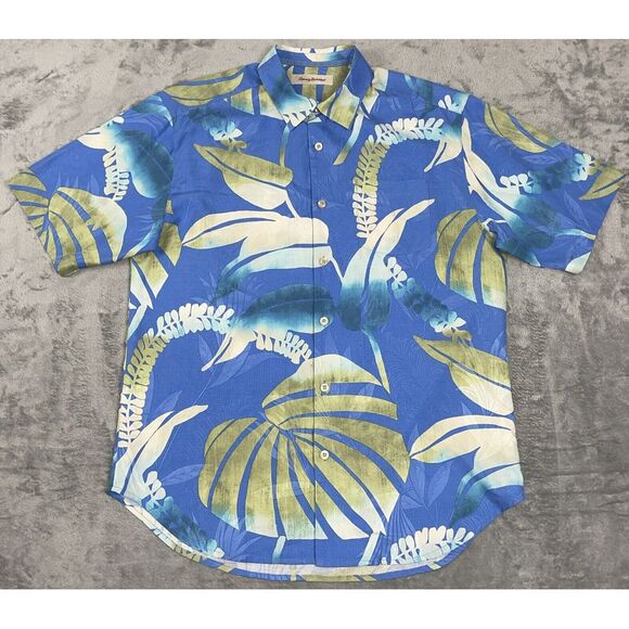 Tommy‎ Bahama Floral Hawaiian Camp Shirt Mens Medium Multicolor 100% Silk EUC - Picture 1 of 10